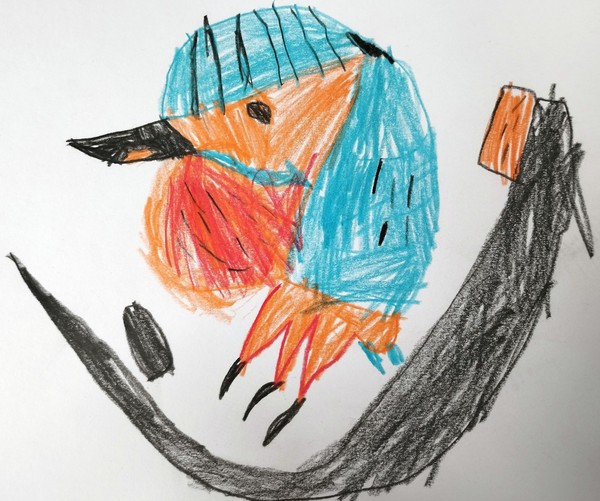 Vogelzeichnung von einem Kindergartenkind
