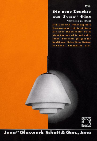 Plakatwerbung für die Roban-Leuchte aus JENAer Glas, Entwurf Laszlo Moholy-Nagy, um 1935.
